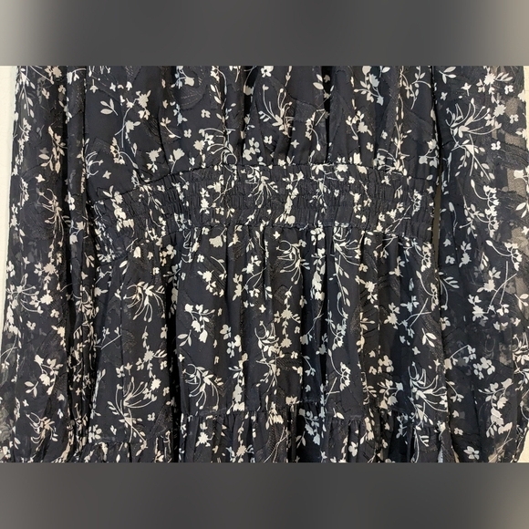 Lulu's Navy Blue Floral Chiffon Smocked Ruffle Too Cute Long Sleeve Mini Dress - Picture 10 of 16